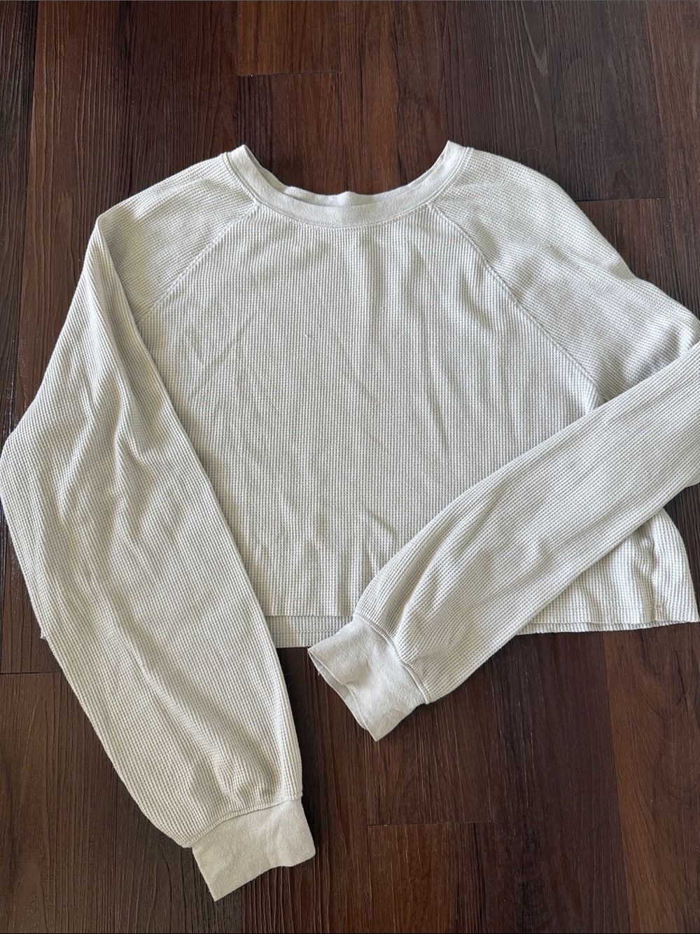 Double Zero Cropped Waffle Knit Top in Beige